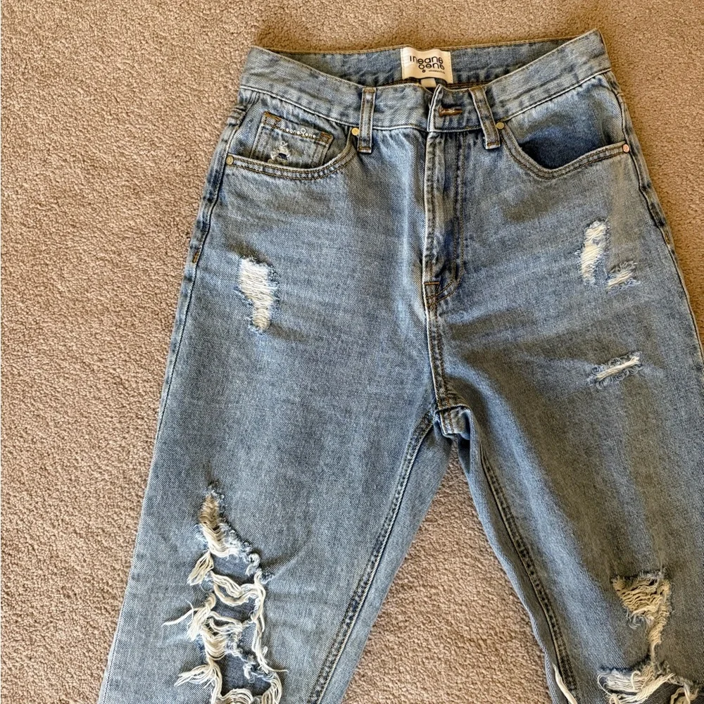 High Rise Distressed Blue Jeans - Picture 5 of 12